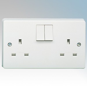 Crabtree 4306/D Capital White Moulded 2 Gang Double Pole Switchsocket 13A
