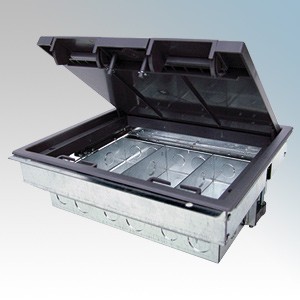 Tass TFB3S Galvanised 3 Compartment Compact Floor Box With Polycarbonate Frame & Lid L: 266mm x W:212mm x D:88mm