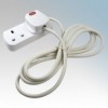 TS2213 White 2 Gang Fused Extension Lead With 2m Cable 13A