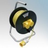CED WCR501 Black 2 Gang Open Cable Reel With 50m Yellow Arctic Cable 16A 110V