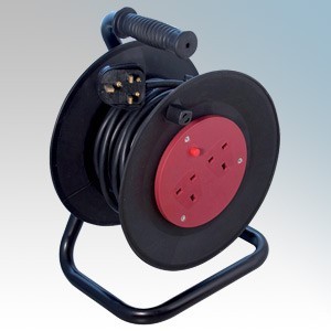 CED WCR502 Black 2 Gang Open Cable Reel With 50m Cable 13A 240V