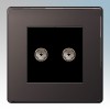 BG Electrical Nexus Black Nickel Screwless Flat Plate Twin Non-Isolated Co-Axial Socket