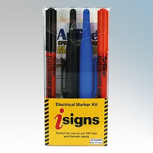 ISIGN IS12204MP Electrical Marking Pen Kit 4 Pack With Long Nibbed and Double Ended Markers