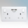 BG Electrical 822U3-01 Nexus White Moulded 2 Gang Double Pole Switchsocket With 2 x USB Ports 3.1A & Outboard Rockers 13A