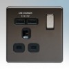 BG Electrical FBN21UB-01 Nexus Black Nickel Screwless Flat Plate 1 Gang DP Switchsocket With 2 x USB Ports 2.1A & Outboard Ro...