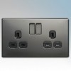 BG Electrical Nexus Black Nickel Screwless Flat Plate 2 Gang DP Switchsocket 13A