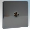 BG Electrical Nexus Black Nickel Screwless Flat Plate Single Non-Isolated Co-Axial Socket