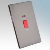BG Electrical Nexus Black Nickel Screwless Flat Plate Double Pole Switch With Neon On Large Vertical Plate 45A