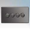 BG Electrical Nexus Black Nickel Screwless Flat Plate 4 Gang 2 Way Push On/Off Dimmer Switch 400W