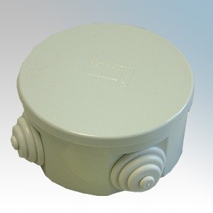 Gewiss GWPLAST 75 Grey Round Junction Box With Plain Press On Lid With 4xCable Entries IP44 Ø:80mm x 40mm