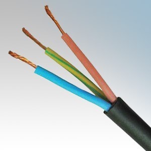 H07-3C-6.0BL H07RN-F Black 3 Core Circular Rubber Insulated / Polychlorophene Sheathed Oil Resistant & Flame Retardent Flexible Cable 6.0mm  (priced per metre)