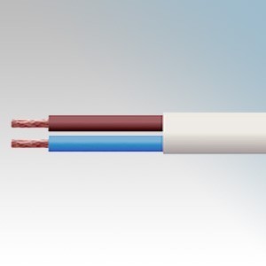3182Y0.75WHI100 BASEC Approved 3182Y White 2 Core PVC Insulated & Sheathed Circular Flexible Cable 0.75mm 100m Reel